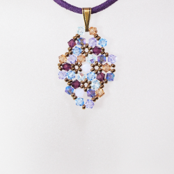 Pendant 30cm - Shea Rhombus S-Purple Suedine - Pendant 30cm - Laiton bronze